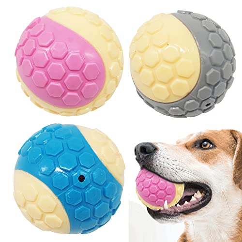 BPS 3 Stück Hundespielzeug, Gummiball, Quietschgeräusch, unzerstörbar, hohe Dehnung, Größe M/L zufällige Farbe (L) BPS-7435 x 3 von BPS BUENA PET SHOP