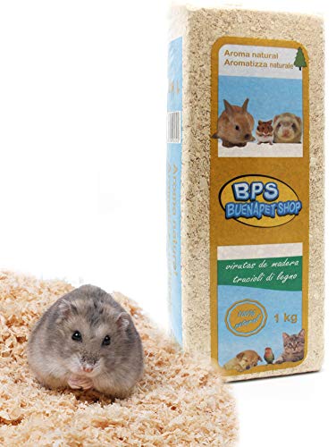 BPS Hackschnitzel Hygienische Tierstreu Sägemehl für Katzen Kleintiere Hamster Kaninchen 1kg natürliches Aroma von BPS BUENA PET SHOP