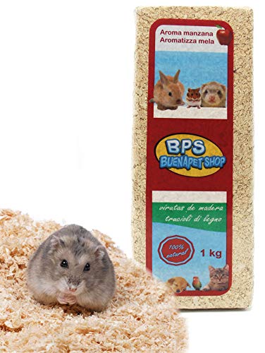 BPS Holzspäne Haustierstreu Sägemehl für Katze Kleintiere Hamster Kaninchen Papagei Eichhörnchen Igel Verschiedene Packungen (1 kg, Apfelgeschmack) BPS-4052 von BPS BUENA PET SHOP
