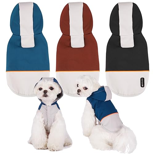 BPS BUENA PET SHOP BPS Wasserdichte Regenjacke für Haustiere, Hunde, wasserdicht, mit Kapuze, Tasche für kleine mittelgroße und große Hunde mit 100% Polyester Material (5XL, 16183 Blau) BPS-16189AZ von BPS BUENA PET SHOP