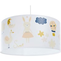 F-530k-A Kinderzimmerlampe Hängeleuchte sweet dreams 1xE27 max.40W pvc mit UV-Farbdruck weiß, mehrfarbig H:102cm Ø30cm dimmbar - Bps Koncept von BPS KONCEPT