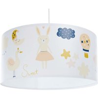 F-530p-bw Kinderzimmerlampe Hängeleuchte sweet dreams 1xE27 max.40W pvc mit UV-Farbdruck weiß, mehrfarbig H:107cm Ø50cm dimmbar - Bps Koncept von BPS KONCEPT