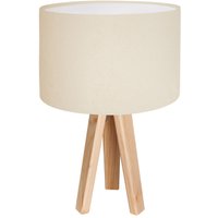 Creme weiße Tischlampe Holz Dreibein 46cm Retro AYLMER von BPS Koncept