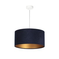 Hängeleuchte Esstisch Blau Gold Stoff rund Retro von BPS Koncept