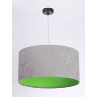 Hängeleuchte Retro Grau Grün Stoff rund Esszimmer von BPS Koncept