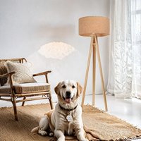 Stehleuchte Wohnzimmer 146 cm Dreibein Holz Kork E27 Stehleuchte Wohnzimmer 146 cm Dreibein Holz Kork E27 von BPS Koncept