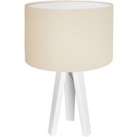 Tischlampe Dreibein Creme Weiß Holz 46cm Retro AYLMER von BPS Koncept
