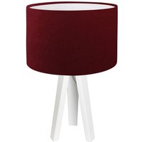 Tischlampe Holz Bordeaux Weiß Dreibein Retro 46cm von BPS Koncept