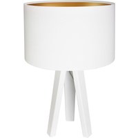 Tischlampe Holz Weiß Gold Dreibein 46cm Retro ROSIE von BPS Koncept