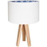 Tischlampe KIRA Weiß Blau Retro Dreibein 46cm Holz von BPS Koncept