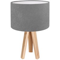 Tischlampe Schirm Grau Weiß Holz Dreibein 46cm Retro von BPS Koncept