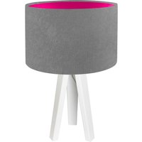 Tischlampe Schirm Holzleuchte Grau Pink Retro 46cm von BPS Koncept