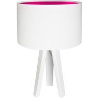 Tischlampe Schirm Holzleuchte Weiß Pink Dreibein Retro von BPS Koncept