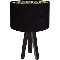 Tischlampe Schirm Schwarz Gold Retro 46cm Holz von BPS Koncept