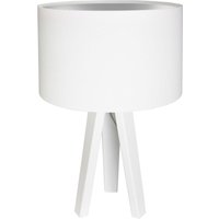 Tischlampe Schirm Weiß Silber Holz Dreibein 46cm Retro von BPS Koncept