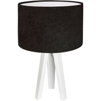 Tischleuchte Braun Weiß Holz Dreibein 46cm Retro AIMEE von BPS Koncept