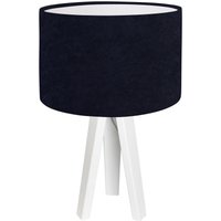 Tischleuchte Dunkelblau Weiß 46cm Holz Dreibein Retro von BPS Koncept