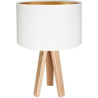 Tischleuchte Holz Dreibein 46cm Weiß Gold Retro ROSIE von BPS Koncept