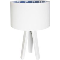 Tischleuchte Holz Dreibein Weiß Blau 46cm Retro KIRA von BPS Koncept