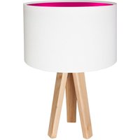 Tischleuchte JERRY Weiß Pink Holz 46cm Dreibein Retro von BPS Koncept