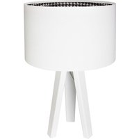 Tischleuchte Retro Holzlampe Weiß Dreibein 46cm von BPS Koncept