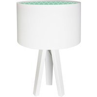 Tischleuchte Schirm Weiß Mint Holz Dreibein 46cm Retro von BPS Koncept