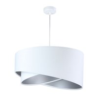 runde Hängelampe Weiß Silber Stoff Esstisch runde Hängelampe Weiß Silber Stoff Esstisch von BPS Koncept