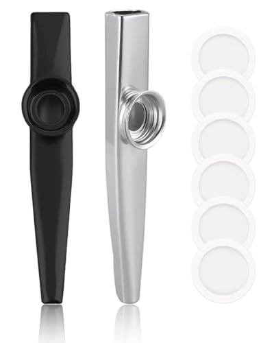 BPTRKOM 2 StückKazoo Metall,Kazoo Instrument, Kazoo Vorschulspielzeug Musikgeräte,Für Kinder geeignet(mit 6 Flötenmembranen) von BPTRKOM