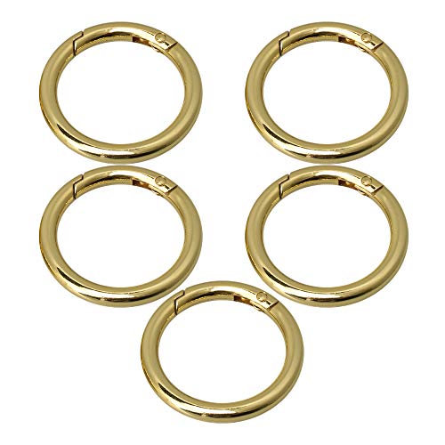 49mm OD 37mm ID Gold Zink-Legierung Federclip Runde Karabiner Tor O-Ring Runder Karabiner Schnappclip Trigger Frühling Schlüsselring Schnalle Packung mit 5 von BQLZR