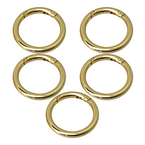 49mm OD 37mm ID Gold Zink-Legierung Federclip Runde Karabiner Tor O-Ring Runder Karabiner Schnappclip Trigger Frühling Schlüsselring Schnalle Packung mit 5 von BQLZR