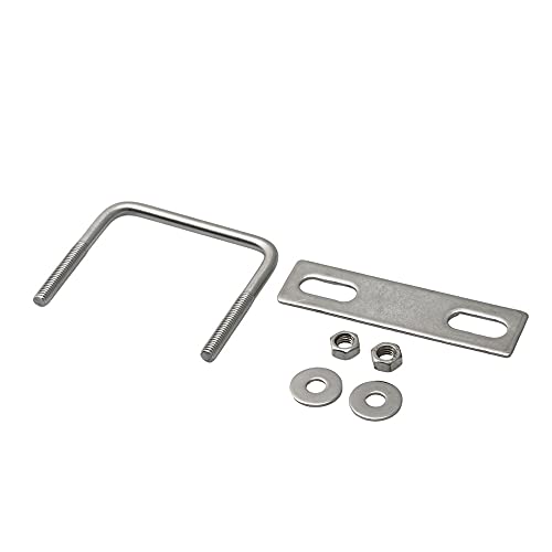 BQLZR 60 mm Innenbreite silberner Edelstahl M6 Gewinde U-Form Schraube mit rechteckigen Plattenmuttern und Unterlegscheiben für Rohrbefestigung von BQLZR