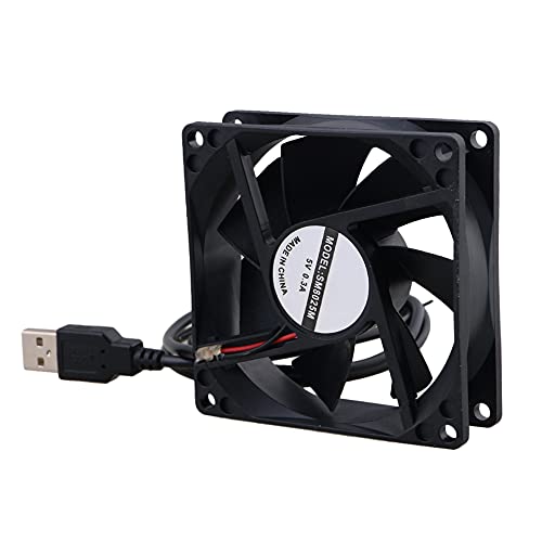 BQLZR 8 cm 8025 USB-Power-Kugellager, Computergehäuse, Kühlventilator, 5 V, 1300 U/min, Schwarz von BQLZR