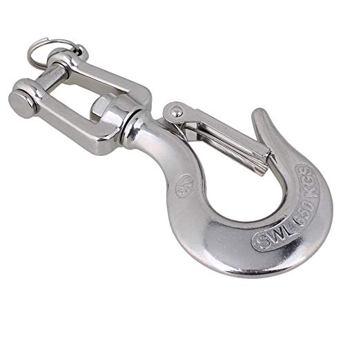 BQLZR American Typ 304 Edelstahl Swivel Hebekette Haken Clevis Typ mit Latch 650 KG Working Load Limit von BQLZR