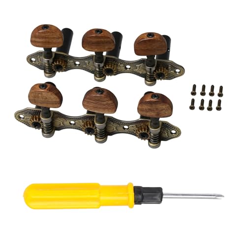 BQLZR Bronzy Stimmwirbel für Konzertgitarre 1L 1R mit Holzgriff 3 Stück - Gitarren-Accessoire - Aluminiumlegierung und Holz - 412423031 von BQLZR