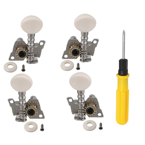 BQLZR Chrom Mechaniken Stimmgerät für Ukulele 2 Links 2 Rechts mit Schraubendreher 5 Stück von BQLZR