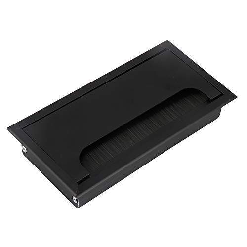 BQLZR Kabeldurchführung für Schreibtische, mit schwarzer Bürste, aus Aluminiumlegierung, rechteckig, 16 cm von BQLZR