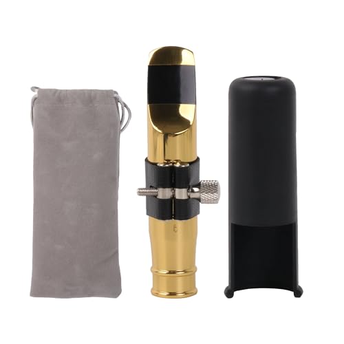 BQLZR Vergoldetes Tenorsaxophon Mundstück 6# Klemmkappe Kit für Jazz Pop mit Flanelltasche von BQLZR