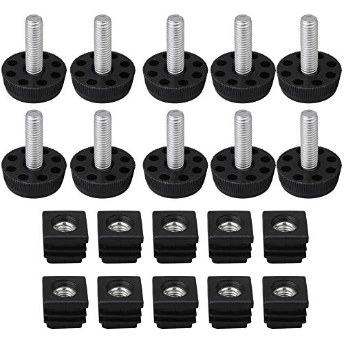 bqlzr 20 mmx20 mm M8 Gewinde schwarz Kunststoff Möbel Stuhl Bein Plug Blanking Endkappen Einsatz Plugs mit Gewinde angepasst ist für Vierkantrohr Tube 10 Stück von BQLZR