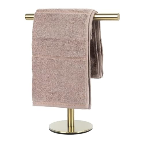 BQQQ Badregal, Handtuchhalter aus Edelstahl 304, T-förmiger Handtuchhalterständer für Badezimmer, Küche, Waschtisch, Arbeitsplatte, freistehender Handtuchhalter (Gold) von BQQQ