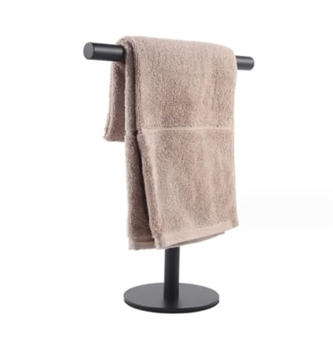 BQQQ Badregal, Handtuchständer aus Edelstahl, T-förmiger Handtuchhalter für Badezimmer, Waschtisch, Arbeitsplatte, Badetuchhalter, freistehender Handtuchhalter (schwarz) von BQQQ