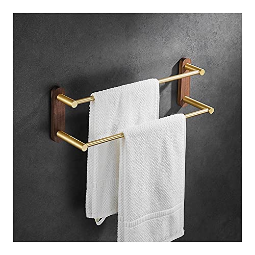 BQQQ Handtuchhalter, Handtuchaufhänger, nagelfrei, 38–48 cm, Handtuchhalter, Badezimmer-Handtuchstange aus Holz und Aluminium in gebürstetem Gold, Handtuchhalter mit DREI Stangen für Ba BQQQ Handtuchhalter, Handtuchaufhänger, nagelfrei, 38–48 cm, Handtuchhalter, Badezimmer-Handtuchstange aus Holz und Aluminium in gebürstetem Gold, Handtuchhalter mit DREI Stangen für Ba von BQQQ