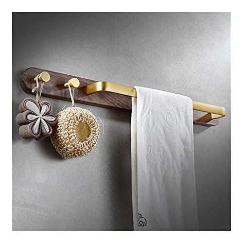 BQQQ Handtuchhalter Badezimmer-Handtuchstange, Handtuchhalter aus massivem Walnussholz zur Wandmontage mit Haken, schraubenlose Installation, Goldener wasserdichter Handtuchhalter für B BQQQ Handtuchhalter Badezimmer-Handtuchstange, Handtuchhalter aus massivem Walnussholz zur Wandmontage mit Haken, schraubenlose Installation, Goldener wasserdichter Handtuchhalter für B von BQQQ