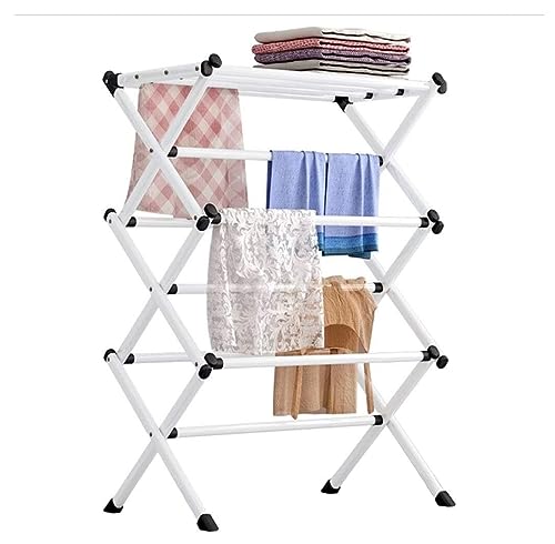BQQQ Wäscheständer Wäscheständer Metall Klappboden Schlafzimmer Kleiderregal Home Kleiderbügel Handtuchständer Trockenständer Wäscheständer Kleidung Trockenständer Wäschetrocknerständer von BQQQ