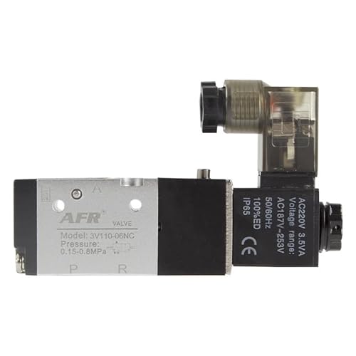 BQSLUMLZU 1 stücke 3V110-06 NO NC Magnetventil 3 Weg DC12V 24V AC 110V 220V Pneumatische Luft Regelventil elektrische Gas Magnetventil Alumium Körper(3V110-06 NC,AC 110V) von BQSLUMLZU