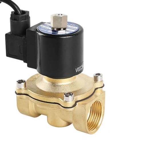 BQSLUMLZU 3/8'' 1/2" 3/4'' 1'' 1-1/4'' 2'' Normalerweise geöffnete Brunnen-Magnetventile Messing Wasserdichtes Magnetventil 220V 110V 24V 12V(12VDC-VITON-Seal,1.5 Inch) von BQSLUMLZU