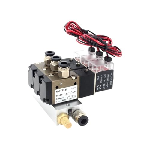 BQSLUMLZU 3V110-06-NC Normalerweise geschlossener Magnetventil-Stationsblock mit Schalldämpferzubehör Basisverteiler DC12v DC24v AC110v AC220v 3 Anschlüsse(AC110V 6mm Fittings) von BQSLUMLZU