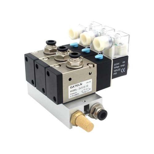 BQSLUMLZU 3V310-10-NO Schließer magnetventil Station Block mit schalldämpfer zubehör Basis verteiler DC12v DC24v AC110v AC220v 2 Ports(DC12V 8mm Fittings) von BQSLUMLZU