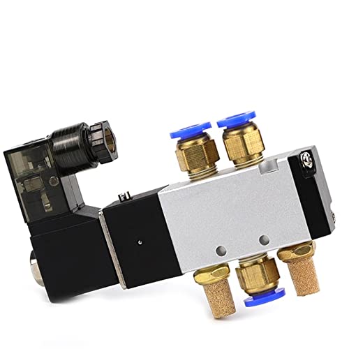 BQSLUMLZU 4V110-06 1/8 Luftmagnetventile PNEUMAT-VENTIL 5-Wege-Anschluss 2-Positionen-Gaspneumatik-Elektromagnetventile DC12V 24V 110V 220V 1St(Wire w pc401) von BQSLUMLZU