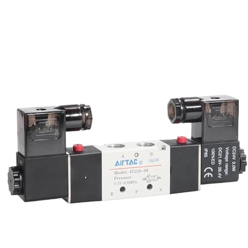 BQSLUMLZU 4V120 4V220 4V320 4V420 Magnetventilsteuerung 5/2-Wege-Ventilanschluss Einzelspule(4V22006A) von BQSLUMLZU
