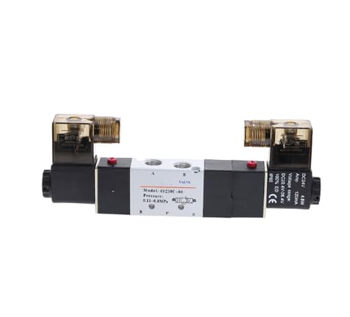 BQSLUMLZU 4V230C-08 5-Wege-3-Positionen-Pneumatisches Magnetventil 1/4 Zoll DC12V DC24V AC110V AC220V(DC12V) von BQSLUMLZU